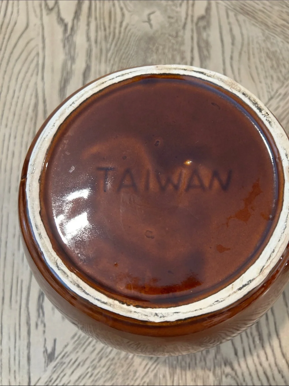 Vintage Brown Glazed Ceramic Covered bean pot